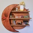 Hanging Wood Moon Shelf